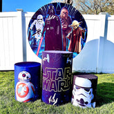 Lofaris Blue Star Space War Boy Birthday Round Backdrop Kit